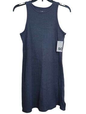 Sonoma Goods For Life Blue Ribbed Mini Tank Dress - Small